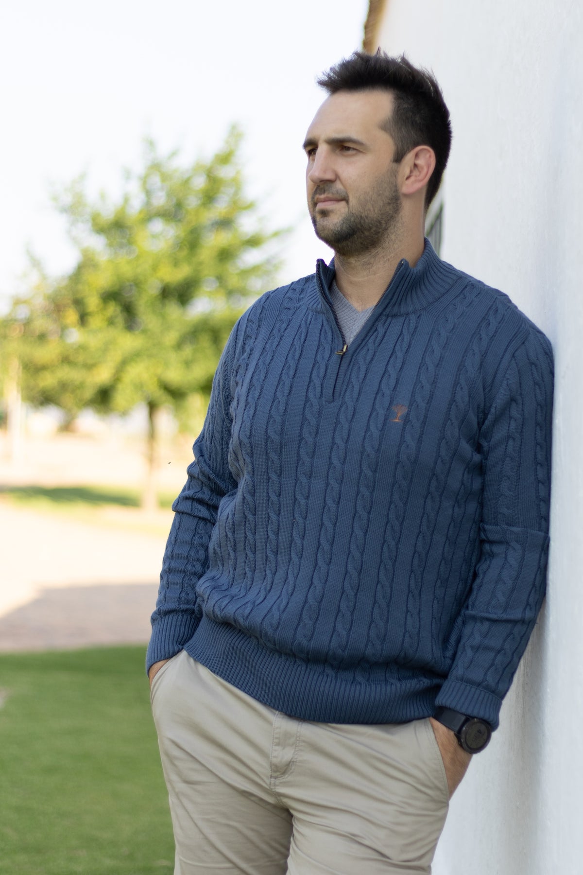 Cable Knit 1/4 Zip Jersey