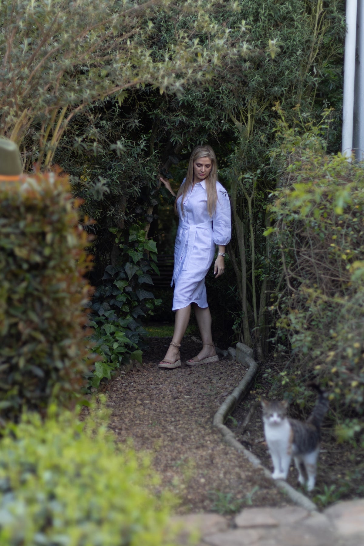 Gina Puff Sleeve Linen Dress