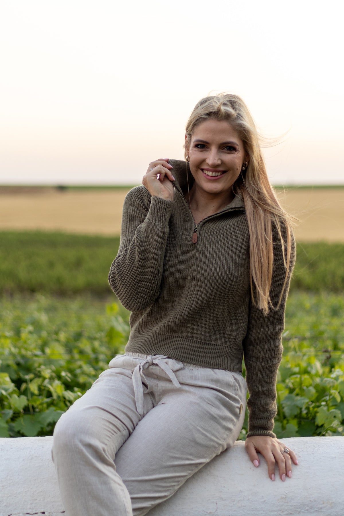 Ladies' 1/4 Zip Collared Jersey