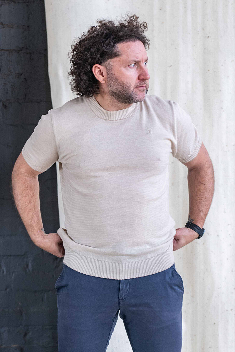 Men's Knitted Crew Neck T-Shirt